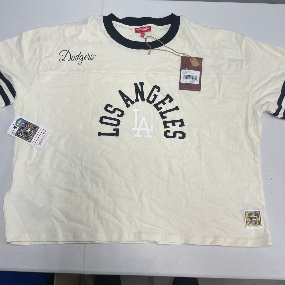 Los Angeles Dodgers Mitchell & Ness Women's Cropped Yoke T-Shirt 2XL NWT
